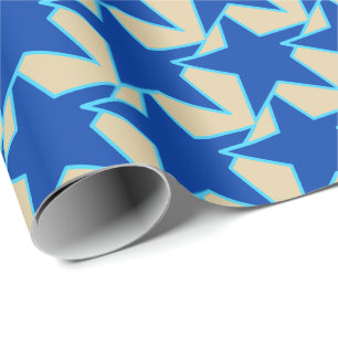 Modern Star Geometric - Kobaltblau und Taupe Geschenkpapier
