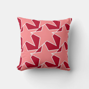 Modern Star Geometric - Korallenrosa und Rot Kissen