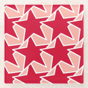 Modern Star Geometric - korallenrot und rosa Glasuntersetzer