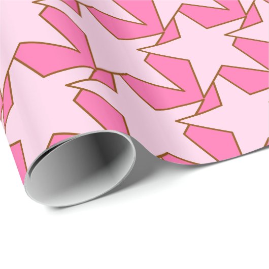 Modern Star Geometric - leicht und tief rosa Geschenkpapier (Rolleneckpunkt)