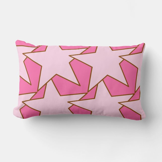 Modern Star Geometric - leicht und tief rosa Lendenkissen (Vorderseite)