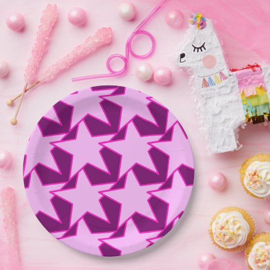 Modern Star Geometric - rosa und amethystisch lila Pappteller (Party)
