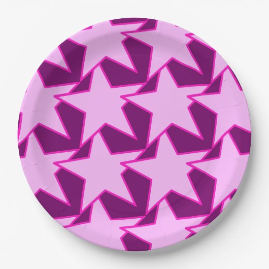 Modern Star Geometric - rosa und amethystisch lila Pappteller (Vorderseite)