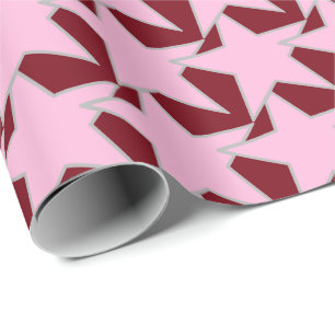 Modern Star Geometric - Rosa und Bordeaux Geschenkpapier