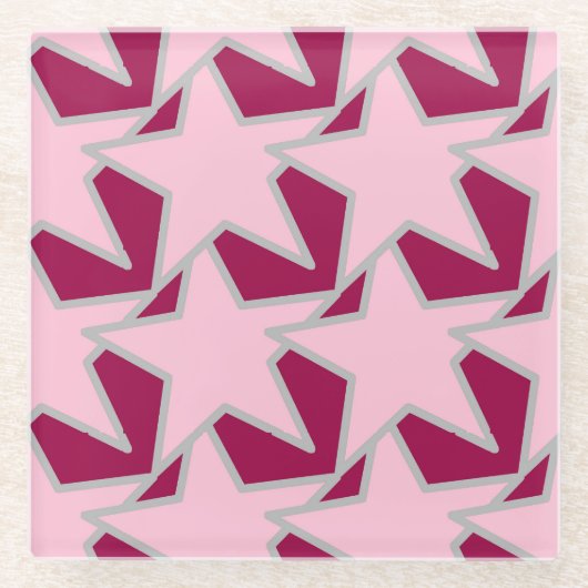Modern Star Geometric - Rosa und Bordeaux Glasuntersetzer (Vorderseite)