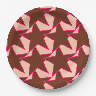 Modern Star Geometric - Schokolade und Pfirsich Pappteller