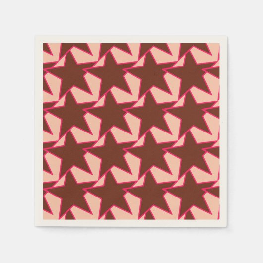 Modern Star Geometric - Schokolade und Pfirsich Serviette (Vorderseite)