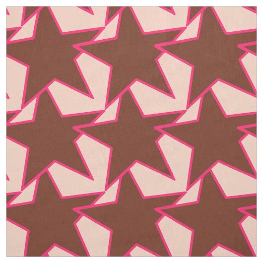 Modern Star Geometric - Schokolade und Pfirsich Stoff (Muster)