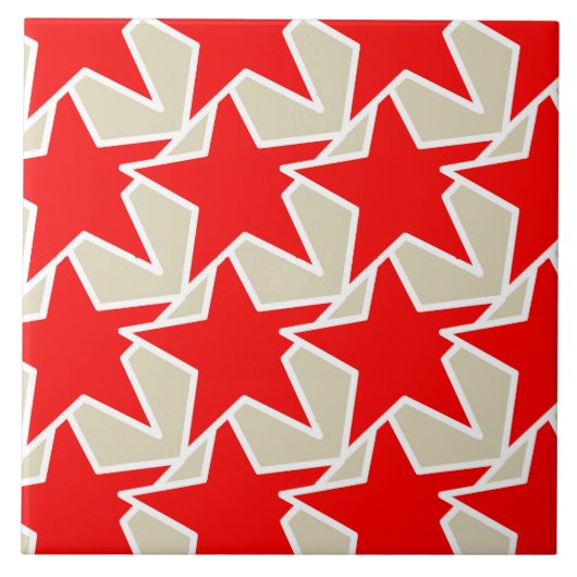Modern Star Geometric - tiefes Rot und Taube Fliese (Vorderseite)