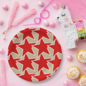 Modern Star Geometric - tiefes Rot und Taube Pappteller (Party)