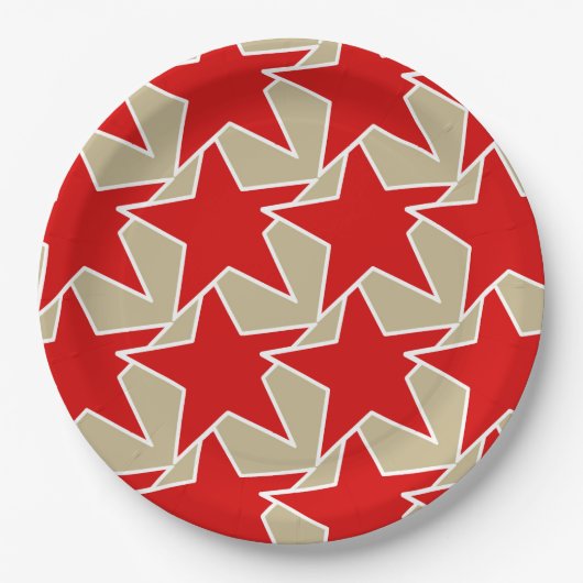 Modern Star Geometric - tiefes Rot und Taube Pappteller (Vorderseite)