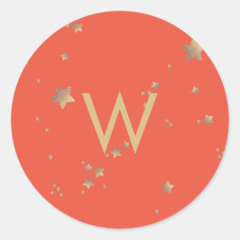 Modern Star Green Cherry Red Christmas Happy Runder Aufkleber