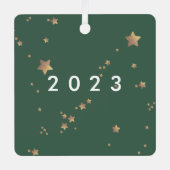 Modern Star Green White Christmas Happy Classic Ornament Aus Metall (Vorderseite)