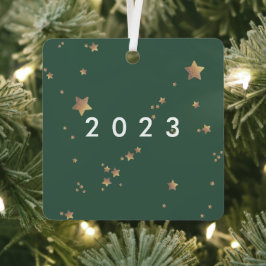 Modern Star Green White Christmas Happy Classic Ornament Aus Metall