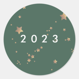 Modern Star Green White Christmas Happy Classic Ro Runder Aufkleber