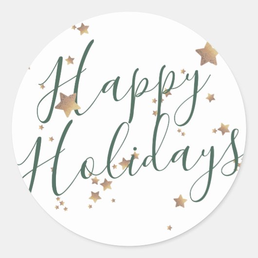 Modern Star Green White Christmas Happy Runder Aufkleber (Vorderseite)