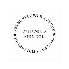 Modern Star | Script Round Return Address Design Permastempel