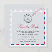 Modern Starfish Airmail Save the Date Einladung (Vorne/Hinten)