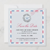 Modern Starfish Airmail Save the Date Einladung (Vorderseite)