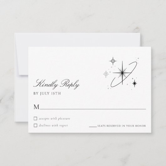 Modern Starry Night Celestial Wedding RSVP Card (Vorderseite)