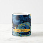 Modern Starry Night Sunflower Personalisiert Name Kaffeetasse (Mittel)