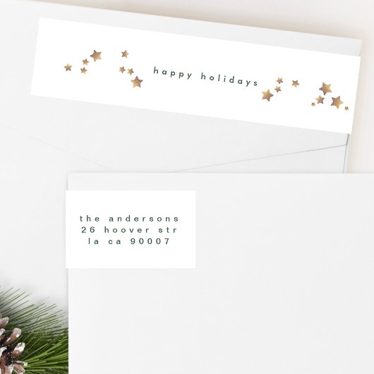 Modern Starry Snow White Christmas Happy Holiday