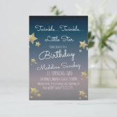 Modern Stars Birthday Party Ombre Sky Einladung (Stehend Vorderseite)