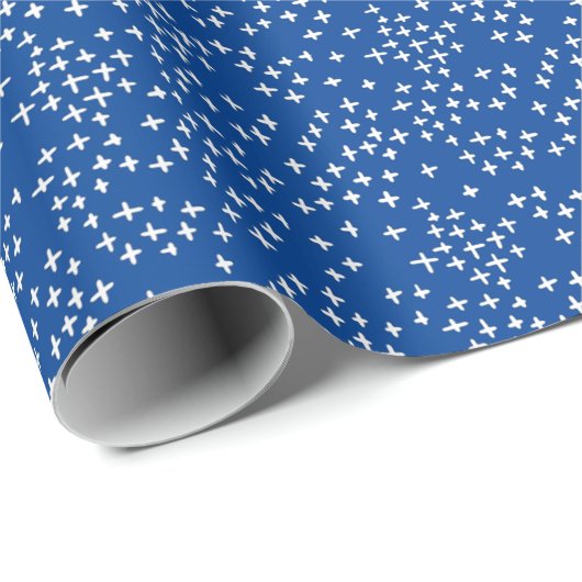 Modern Stars farbenfroh blaues Wrapping Paper Geschenkpapier (Rolleneckpunkt)