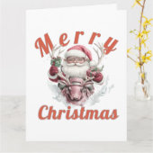Modern Steampunk Santa and Robot Reindeer Holiday Karte (Gelbe Blume)