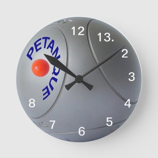 Modern steel Petanque ball design Runde Wanduhr (Vorderseite)