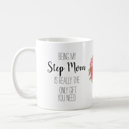 Modern Step Mama nur Geschenk Blumenherz lustig Kaffeetasse (Links)