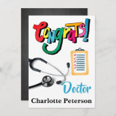 Modern Stethoscope Doctor Congratulation Card (Vorne/Hinten)