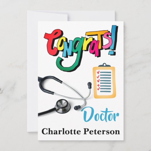 Modern Stethoscope Doctor Congratulation Card (Vorderseite)