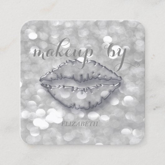 Modern stilvoll,Makeup Artist,Bokeh,Lips Quadratische Visitenkarte (Vorderseite)