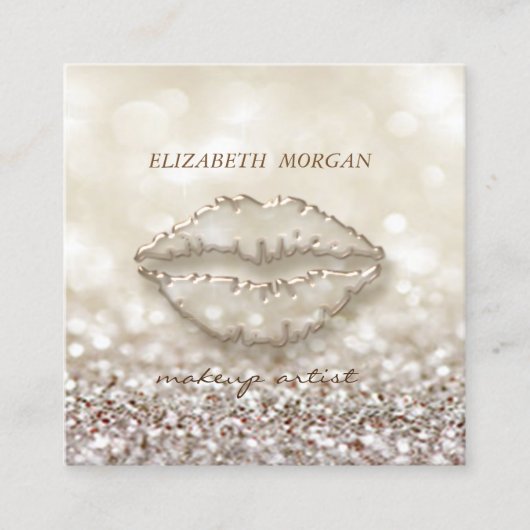 Modern stilvoll,Makeup Artist,Glittery,Bokeh,Lips Quadratische Visitenkarte (Vorderseite)
