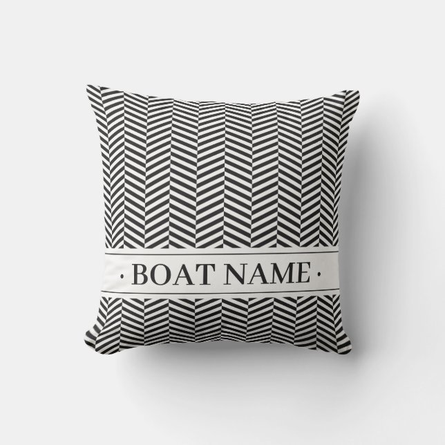 Modern stilvolle Black Herringbone Pattern Boat Na Kissen (Vorderseite)