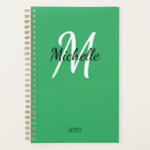 Modern Stilvolle grüne Monogrammbezeichnung + Init Planer (Vorderseite)