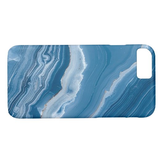 Modern Stone Dusty Blue Marble Case-Mate iPhone Hülle (Rückseite (Horizontal))