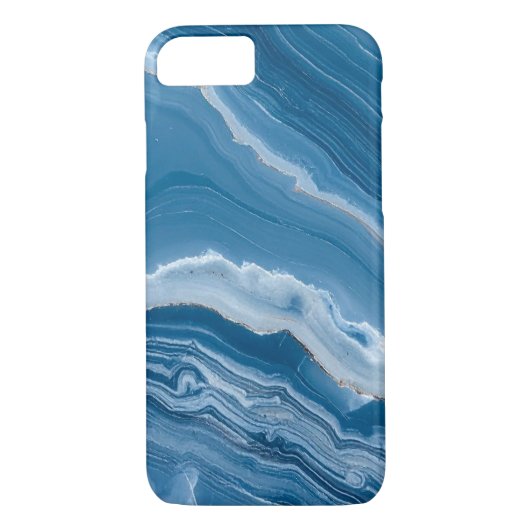 Modern Stone Dusty Blue Marble Case-Mate iPhone Hülle (Rückseite)