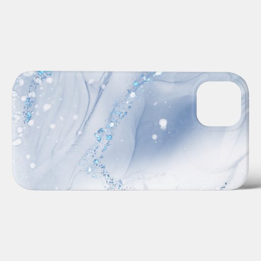 Modern Stone Dusty Blue Marble Case-Mate iPhone Hülle (Rückseite (Horizontal))
