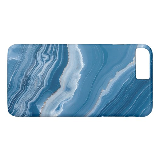 Modern Stone Dusty Blue Marble Case-Mate iPhone Hülle (Rückseite (Horizontal))