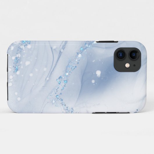 Modern Stone Dusty Blue Marble Case-Mate iPhone Hülle (Rückseite (Horizontal))