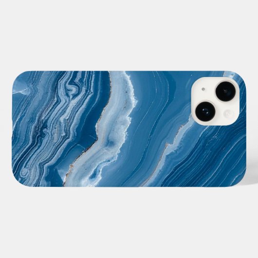 Modern Stone Dusty Blue Marble Case-Mate iPhone Hülle (Rückseite (Horizontal))