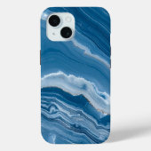 Modern Stone Dusty Blue Marble Case-Mate iPhone Hülle (Rückseite)