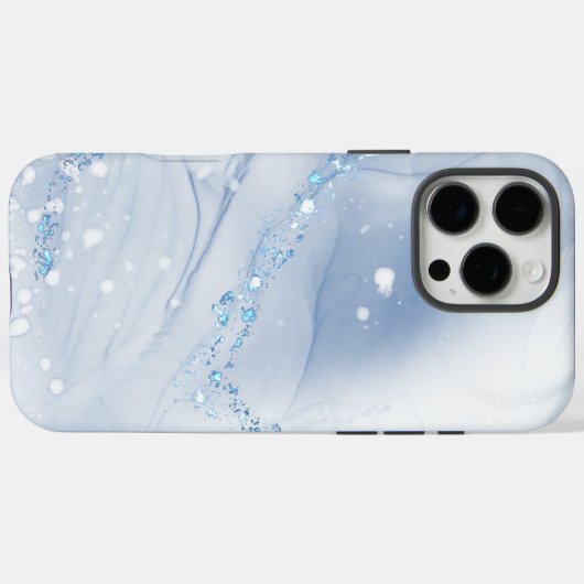 Modern Stone Dusty Blue Marble Case-Mate iPhone Hülle (Rückseite (Horizontal))