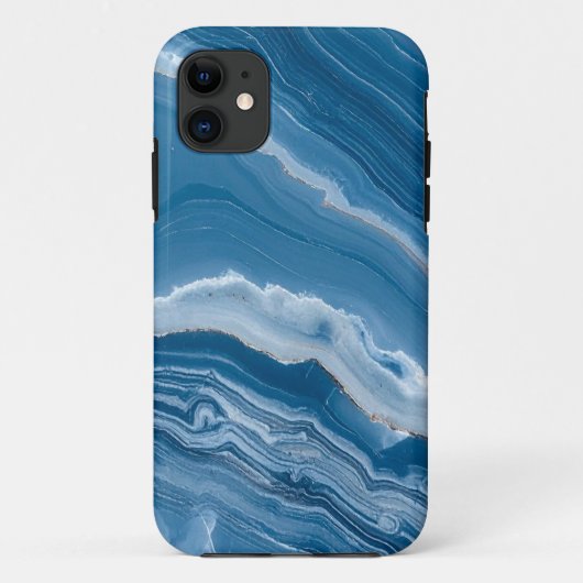 Modern Stone Dusty Blue Marble Case-Mate iPhone Hülle (Rückseite)