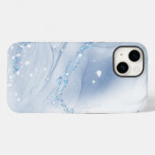 Modern Stone Dusty Blue Marble Case-Mate iPhone Hülle (Rückseite (Horizontal))