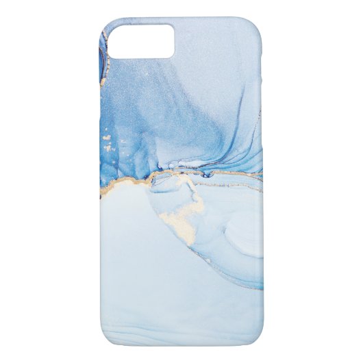 Modern Stone Dusty Blue Marble Case-Mate iPhone Hülle (Rückseite)