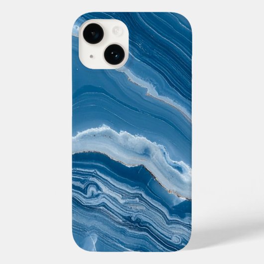 Modern Stone Dusty Blue Marble Case-Mate iPhone Hülle (Rückseite)