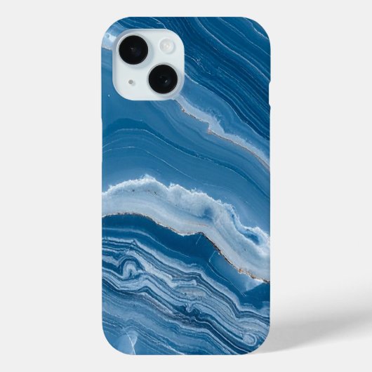 Modern Stone Dusty Blue Marble Case-Mate iPhone Hülle (Rückseite)